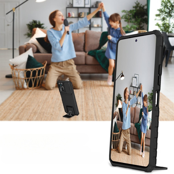 Etui pancerne do Infinix Hot 11s, Obudowa Camshield Case z podstawką, Czarne