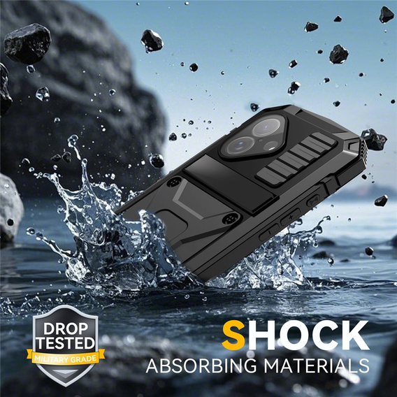 Etui R-JUST do iPhone 17 z wbudowaną ochroną ekranu - czarne