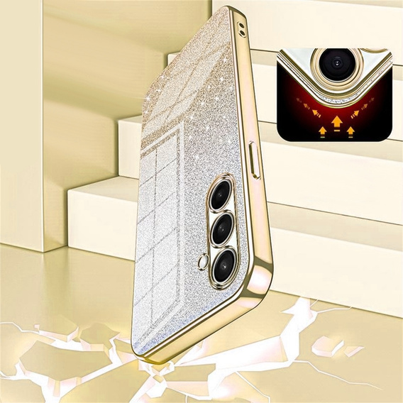 Etui do Samsung Galaxy A57 5G, Glitter Case CamShield, złote