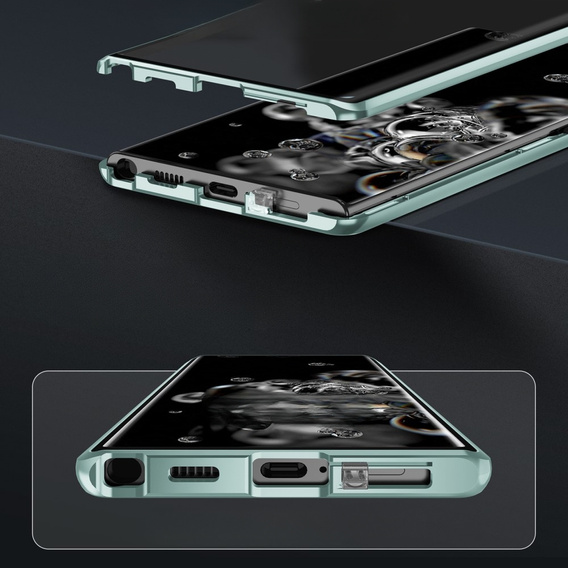 Etui do Samsung Galaxy S23 Plus, Magnetic Dual Glass, zielone