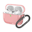 Etui silikonowe do AirPods Pro 3 z karabińczykiem, przezroczyste / różowe