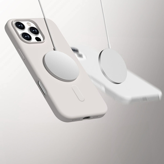 Etui do MagSafe ERBORD Silicone Mag Cover do iPhone 16 Pro Max, tytanowe + Szkło Hartowane 9H