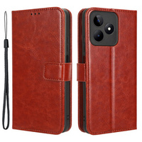 Etui z klapką do Realme Note 50, Crazy Horse Wallet, brązowe