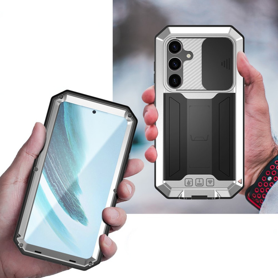 Etui pancerne do Samsung Galaxy S25+ Plus, R-JUST, srebrne