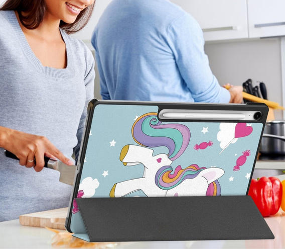 Etui z nadrukiem do Samsung Galaxy Tab S10 FE+ Plus – styl i ochrona w jednym - jednorożec