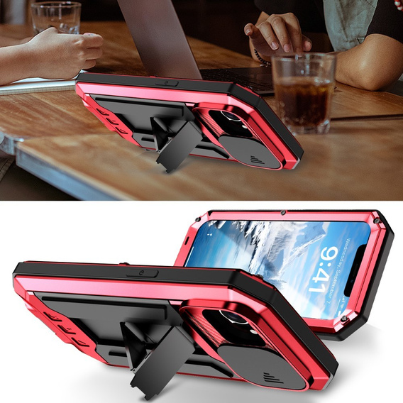 Etui pancerne do iPhone 16E, R-JUST, czerwone
