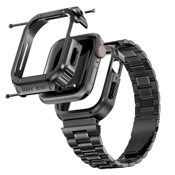 Stalowa bransoleta z etui do Apple Watch Ultra 1/2/3 49mm, Czarna