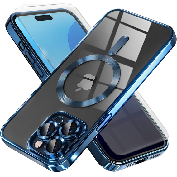 Etui do iPhone 16 Pro Max, Electro MagSafe, niebieskie + Szkło na ekran