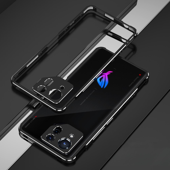 Etui do ASUS ROG Phone 8 Pro, Armor Bumper, z osłoną obiektywu, czarne / srebrne