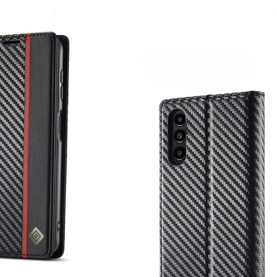 Etui z klapką do Samsung Galaxy S25, Carbon LC.IMEEKE, czarne