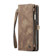 Etui CASEME do Samsung Galaxy S25 Ultra, Retro Leather Wallet, z paskiem, brązowe