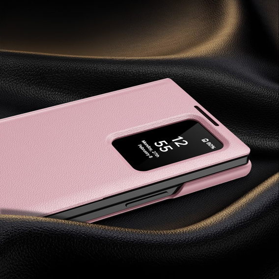 Etui z klapką do Samsung Z Fold6 5G, Smart View Wallet, różowe