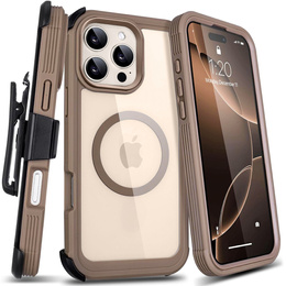 Etui do iPhone 16 Pro, Shockproof Belt Clip, do MagSafe, z klipsem, desert titanium