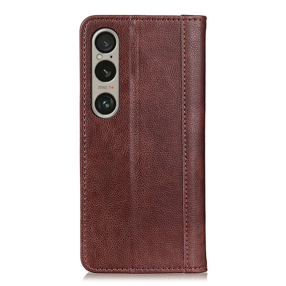 Etui z klapką do Sony Xperia 1 VI, Split Leather, brązowe