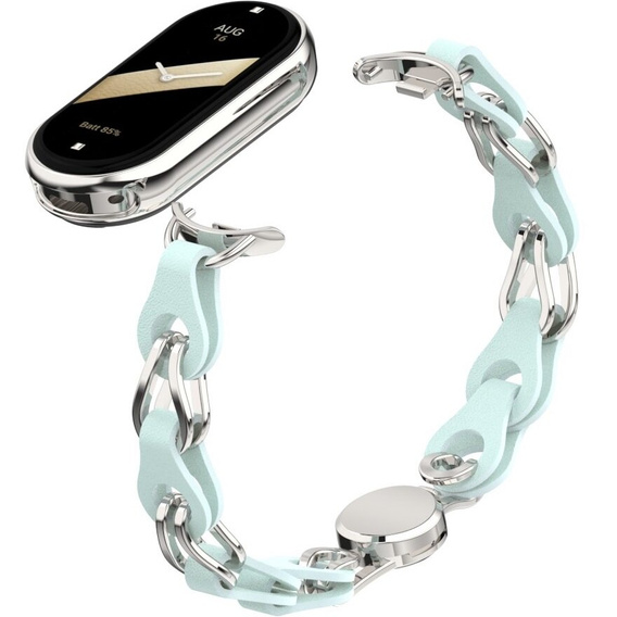 Kobieca bransoleta do Xiaomi Smart Band 10 / 9 / 8, niebieska / srebrna