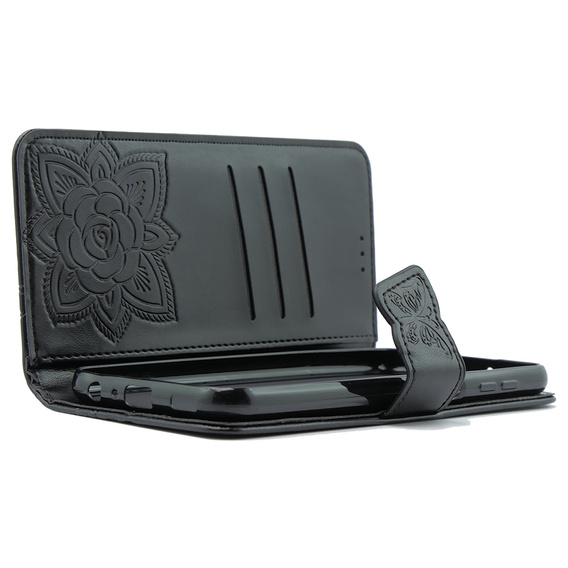Etui z klapką do Samsung Galaxy S23 FE, Butterfly, czarne