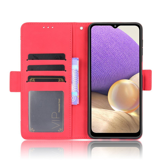 Etui z klapką do Samsung Galaxy A32 5G, Card Slot, czerwone