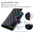 Etui z klapką do Samsung Galaxy S25 FE, Rhombus Crossbody Leather, czarne