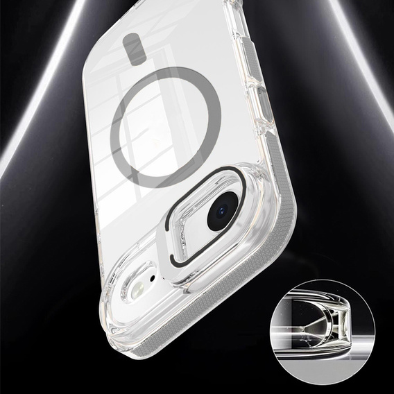 Etui do iPhone Air, do MagSafe, z podstawką, przezroczyste z szarymi akcentami
