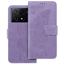 Etui z klapką do Xiaomi Poco F6 Pro, Butterfly, fioletowe