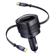Baseus Enjoyment Max – ładowarka samochodowa 60W z dwoma kablami USB-C, kosmiczna czerń