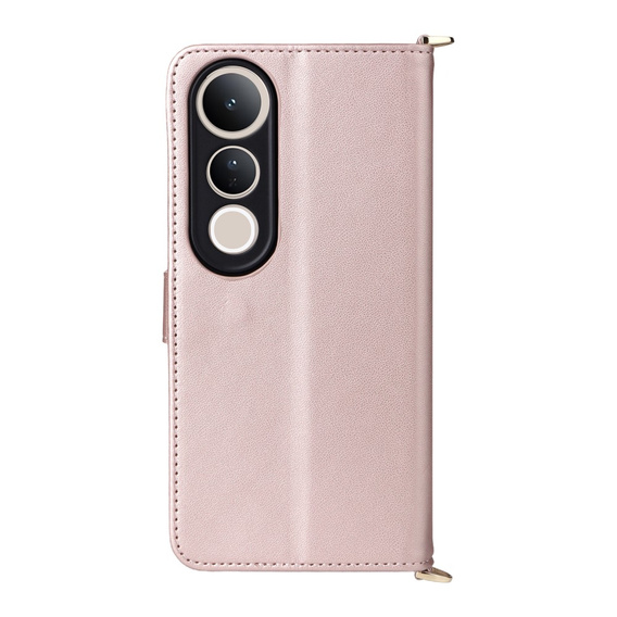 Etui portfelowe z paskiem na ramię do Vivo V50 Lite 5G – Różowe rose gold