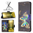 Etui z klapką do Samsung Galaxy A25 5G, Butterfly, czarne + szkło 9H