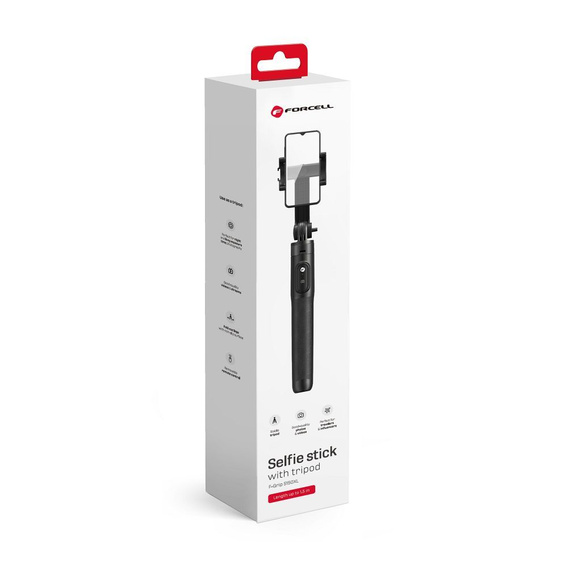 FORCELL Uchwyt F-GRIP S150XL Selfie Stick Tripod + Pilot Bluetooth, czarny