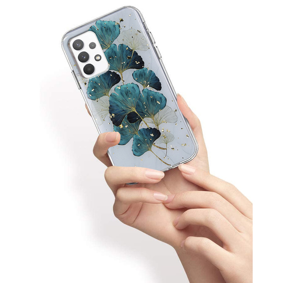 Etui Gold Glam do Samsung Galaxy A13 4G, Ginkgo Leaf