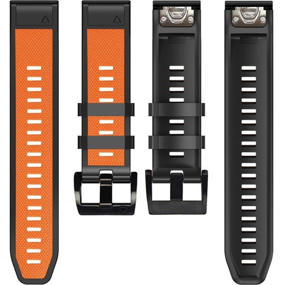 Pasek Silikonowy Quickfit 26mm do Garmin, Pomarańczowy / Czarny