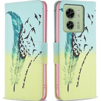 Etui z klapką do Motorola Edge 40 5G, Wallet, Feather niebieskie / żółte