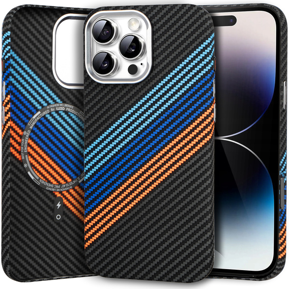 Etui do iPhone 14 Pro Max, Carbon Fiber MagSafe, granatowe