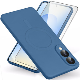 Etui do Samsung Galaxy S25 Edge, Silicone Lite, niebieskie + szkło 9H