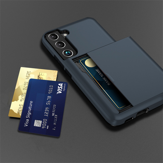 Etui do Samsung Galaxy S22, Sliding Card Holder, granatowe