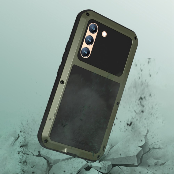 Etui Love Mei do Samsung Galaxy S22, pancerne ze szkłem, zielone