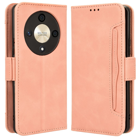 Etui z klapką do Honor Magic 6 Lite 5G, Card Slot, różowe