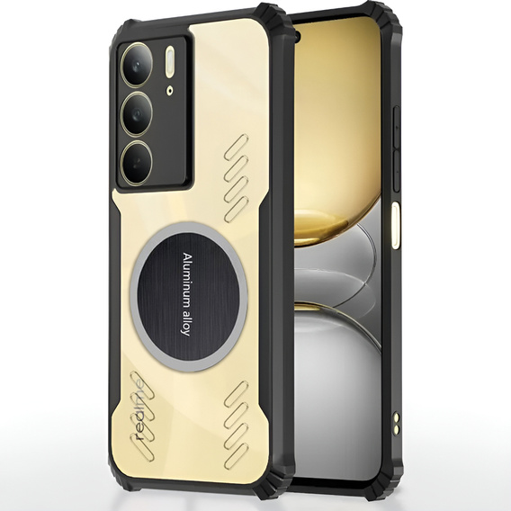 Etui do Realme 14X / Realme C75, z blaszką magnetyczne, przezroczyste / czarne