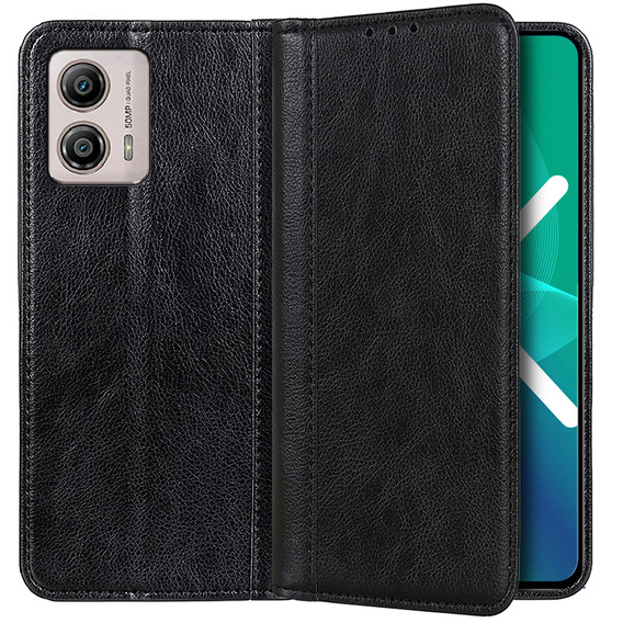 Etui z klapką do Motorola Moto G53 / G23 / G13, Split Leather, czarne