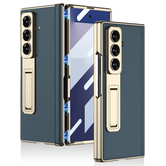 Zielone etui GKK do Samsung Galaxy Z Fold7 5G z hartowanym szkłem na ekran zewnętrzny