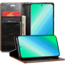 Etui z klapką do Samsung Galaxy S23 Ultra, ERBORD Waxy Wallet, brązowe