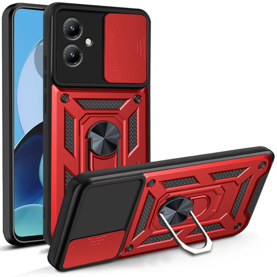 Etui pancerne do Motorola Moto G14, CamShield Slide, czerwone