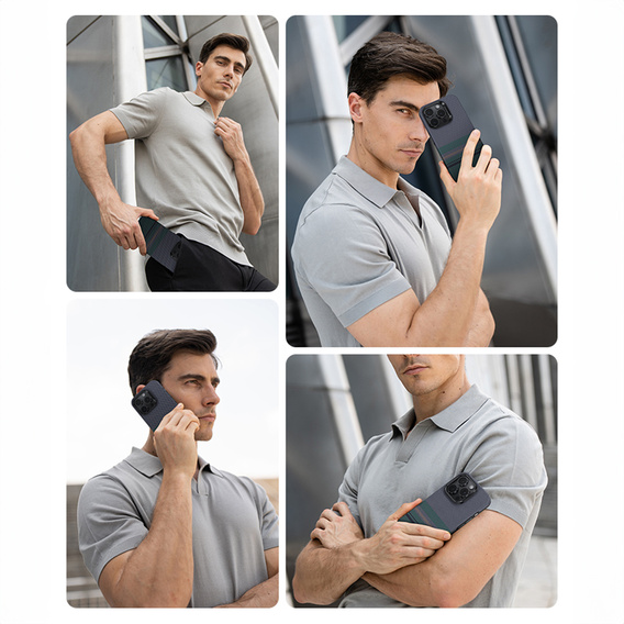 Etui BENKS Kevlar do iPhone 16 Pro Max, Magnetic Armor Pro Aurora 600D BC66, do MagSafe, zielone