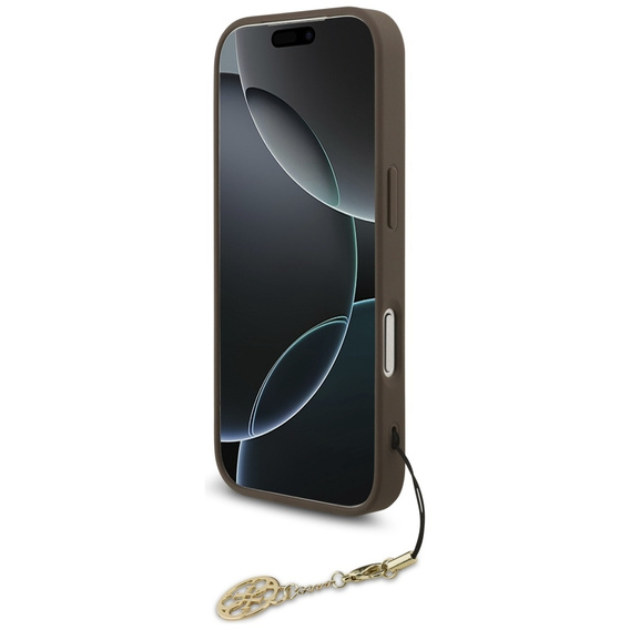 Etui GUESS do iPhone 17 Pro, 4G Charms Collection Hardcase, do MagSafe, brązowe