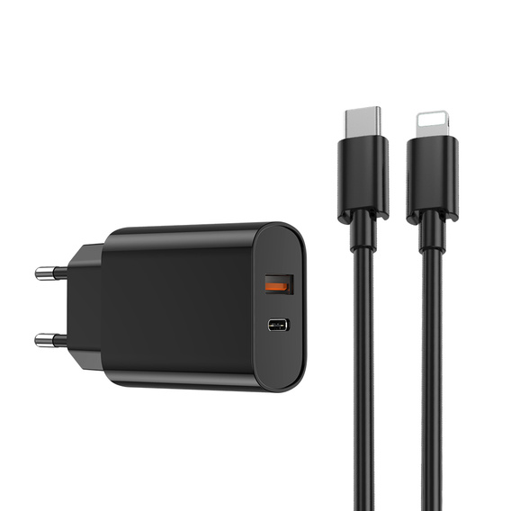 SZYBKA ŁADOWARKA USB-C 20W + KABEL 1M do IPHONE X 11 12 13 14 Pro Max czarna