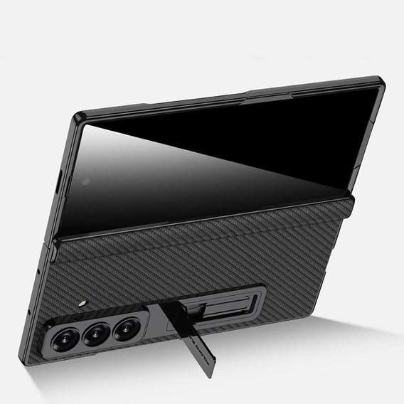 Etui GKK do Samsung Galaxy Z Fold7 5G ze szkłem i podstawką – carbon czarne