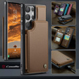 Etui z klapką CASEME do Samsung Galaxy S25 Ultra, Litchi Wallet, brązowe