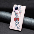 Etui z klapką do Xiaomi 13 Lite, Wallet, Giraffe różowe