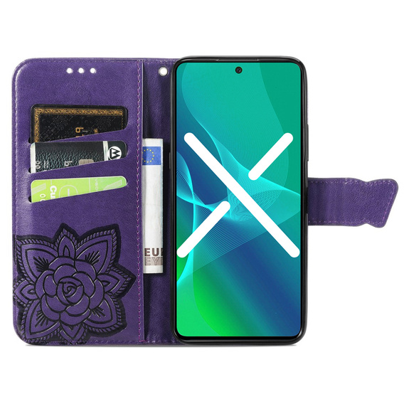 Etui z klapką do Motorola Edge 20 Lite, Butterfly, fioletowe