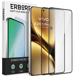 2x Szkło Hartowane do Vivo X200 Pro 5G, ERBORD 3D pełne, szybka na cały ekran