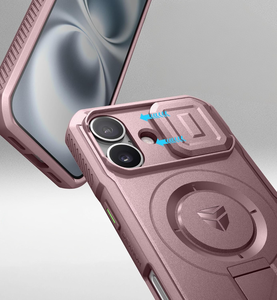 Etui Dexnor do iPhone 16 – przesuwana magnetyczna osłona aparatu